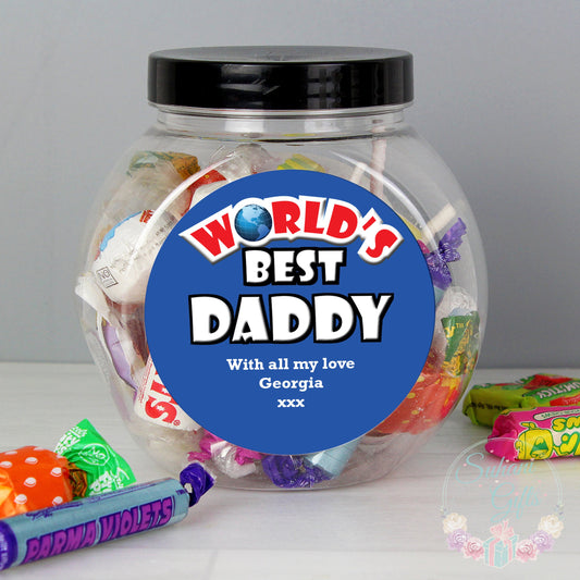 Personalised Blue Worlds Best Sweet Jar - Suhani Gifts