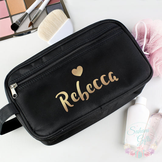 Personalised Gold Name Black Vanity Bag - Suhani Gifts