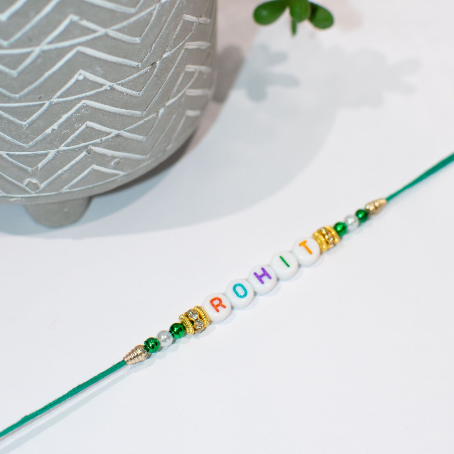 Personalised Rakhi/Rakhri, Raksha Bandhan, Colourful Letter Beads