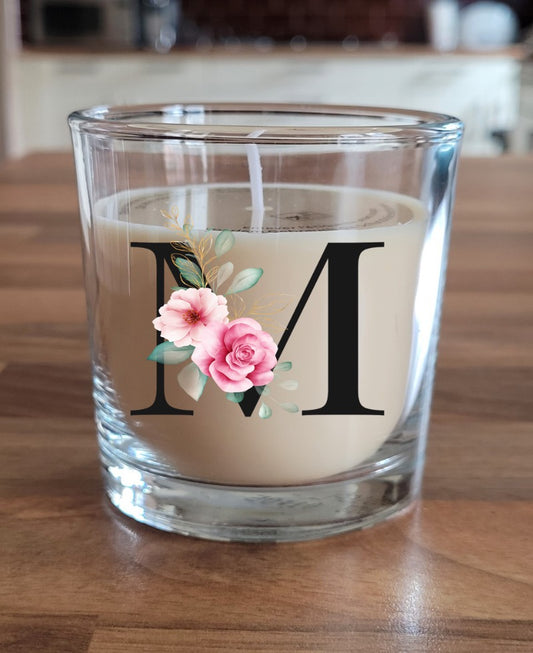 Black Floral Letter Candle