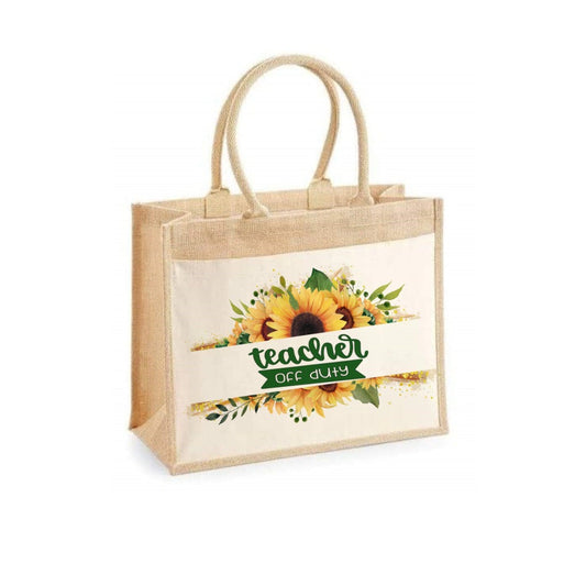 Teacher Sunflower Jute Bag
